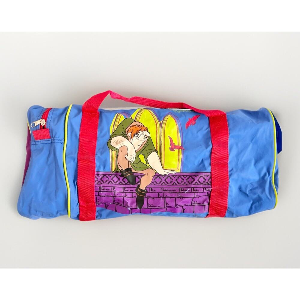 VTG Disney Hunchback of Notre Dame Quasimodo 90s Duffel Gym Bag Blue Red 21”